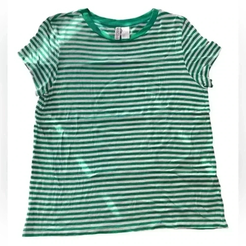 Divided Green & White Striped Womens Medium Shirt
